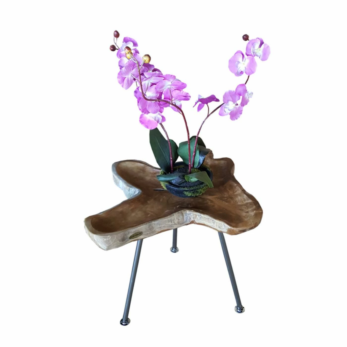 Brand new 🤩 Other Shapes - End Tables & Side Tables Chic Teak Teak Tray Top Metal Leg Side Table 😍 - Image 4