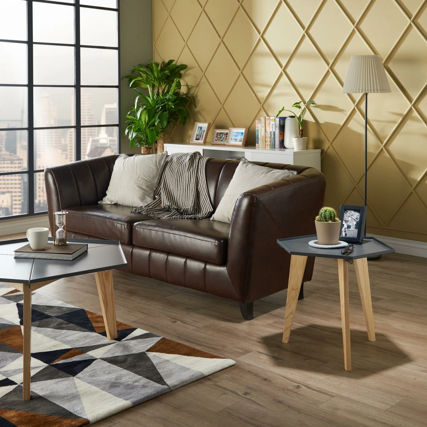 Flash Sale π€© Other Shapes - End Tables & Side Tables HN Home Soleri Mid-Century Modern Hexagon End Table 𧨠- Image 4