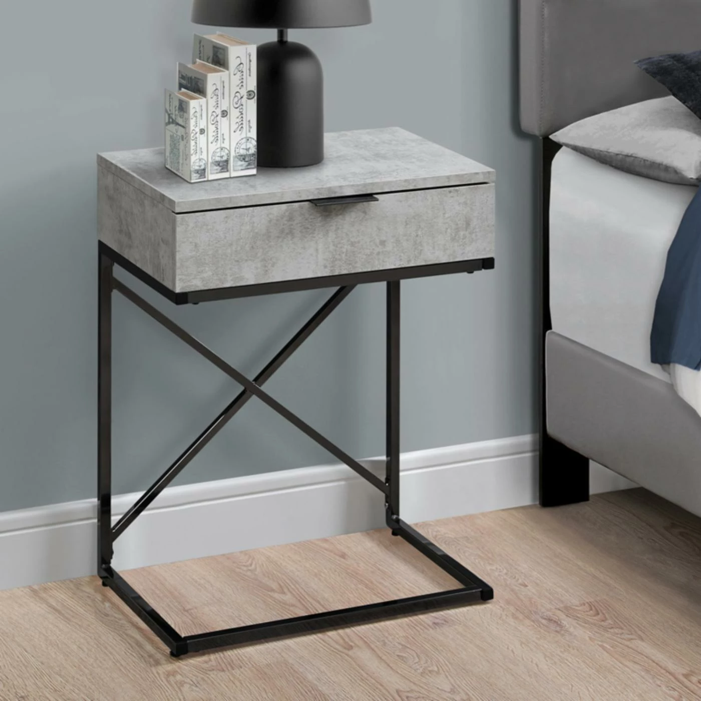 New 🛒 Rectangle End Tables & Side Tables Monarch Specialties Single Drawer Rectangular End Table With Cross Legs 👍 - Image 4