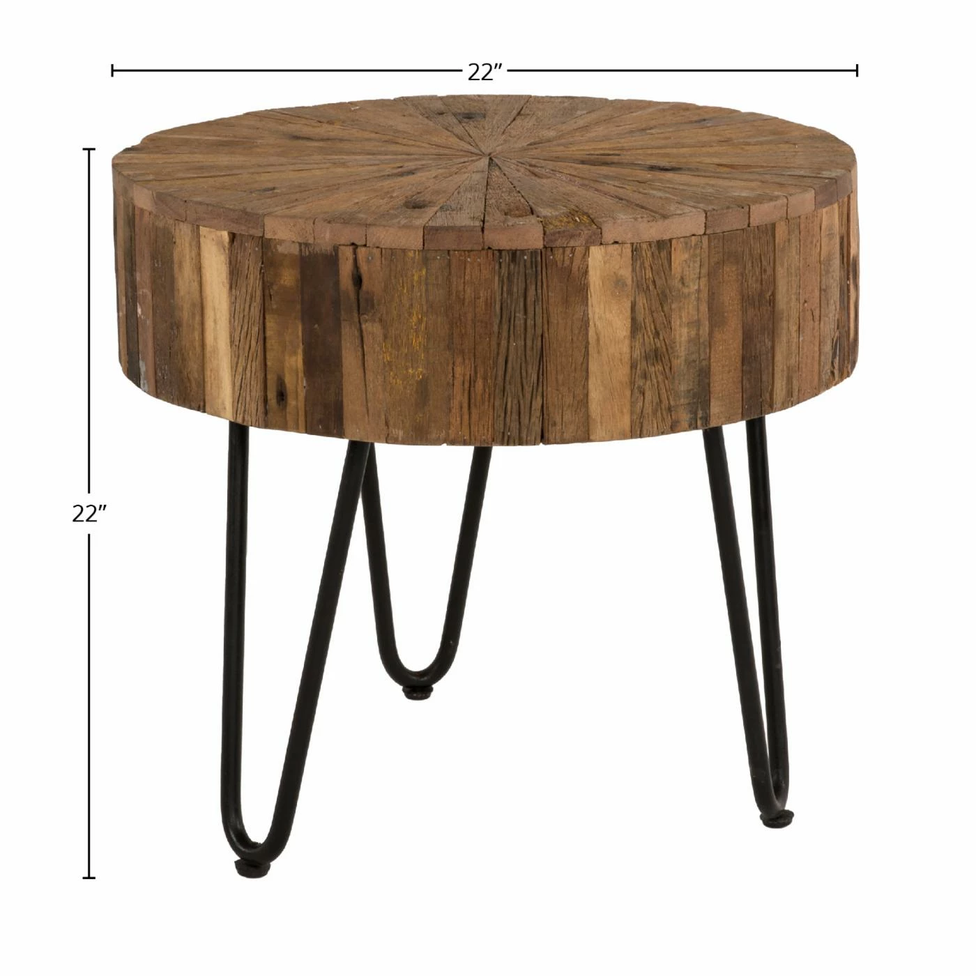Hot Sale π Round End Tables & Side Tables Primo International Sawyer Reclaimed Wood & Iron End Table β€οΈ - Image 4