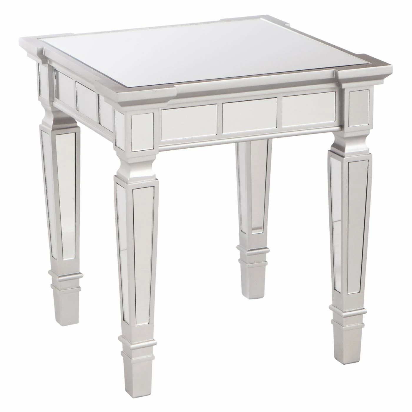 Best Sale ✔️ Square End Tables & Side Tables Southern Enterprises Glenview Glam Mirrored Square End Table - Matte Silver 👏 - Image 4