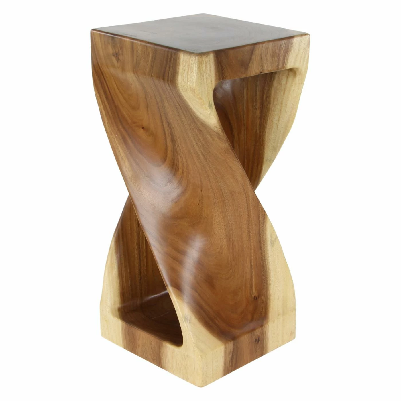 Budget ⌛ Square End Tables & Side Tables DecMode Natural Suar Wood Square Twisted Design Side Table 👍 - Image 4