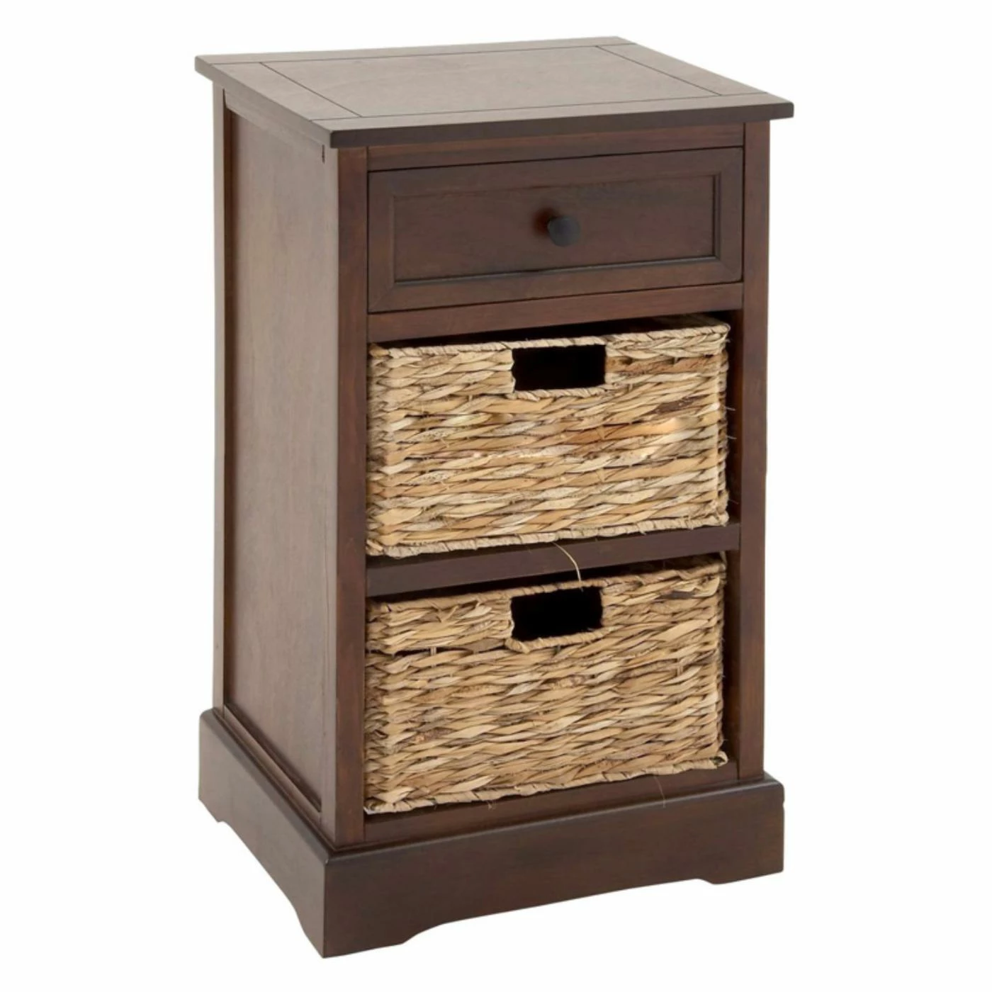 Best Sale ⭐ Rectangle End Tables & Side Tables DecMode Wooden Side Table With Wicker Baskets ⌛ - Image 4