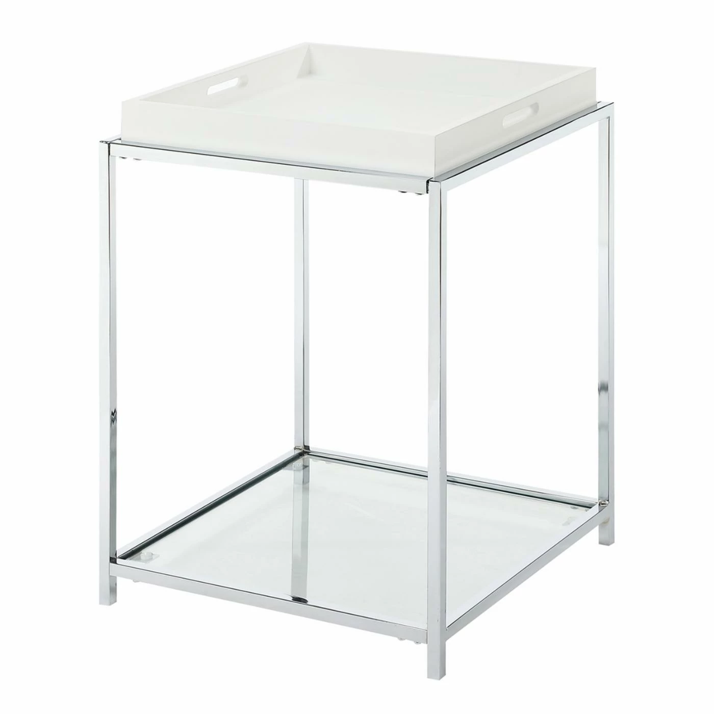 Brand new ๐ Square End Tables & Side Tables Convenience Concepts Palm Beach Square Metal And Glass End Table With Removable Tray โค๏ธ - Image 6