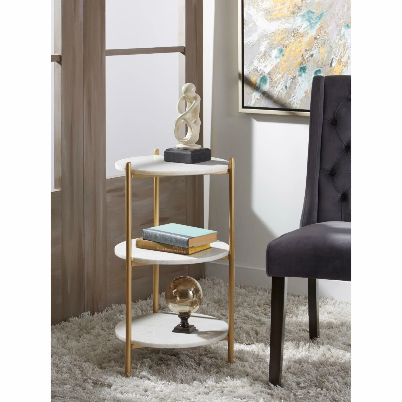 Flash Sale 👏 Round End Tables & Side Tables Coast To Coast Contemporary Glam 3 Tier Accent End Table 🎉 - Image 6