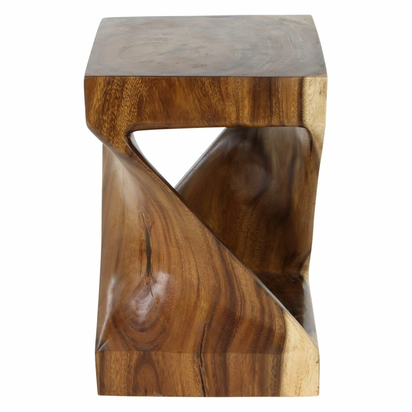 Budget ⌛ Square End Tables & Side Tables DecMode Natural Suar Wood Square Twisted Design Side Table 👍 - Image 6