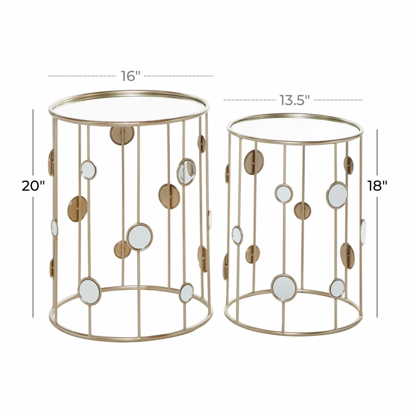 Deals π― Round End Tables & Side Tables DecMode Contemporary Iron Clear Round Top With Vertical Bars Support Leg Nesting Accent Table - Set Of 2 π - Image 6