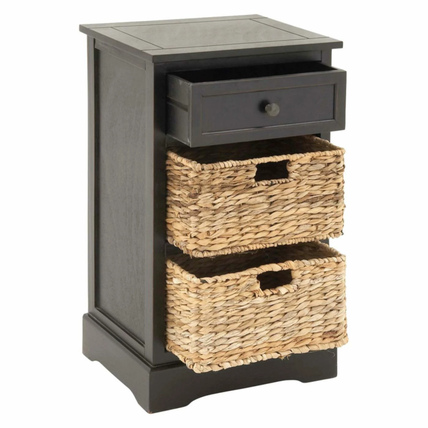 Best Sale ⭐ Rectangle End Tables & Side Tables DecMode Wooden Side Table With Wicker Baskets ⌛ - Image 6