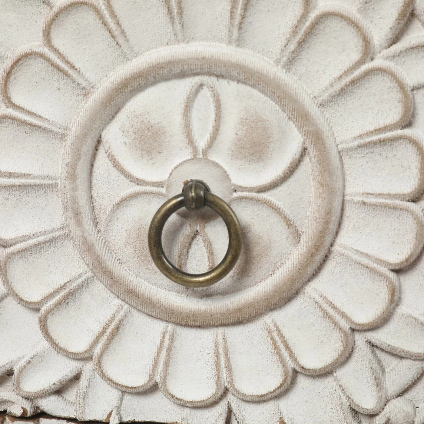 Promo π Rectangle End Tables & Side Tables LuxenHome Natural Wood White Floral 3-Drawer End Table β - Image 6