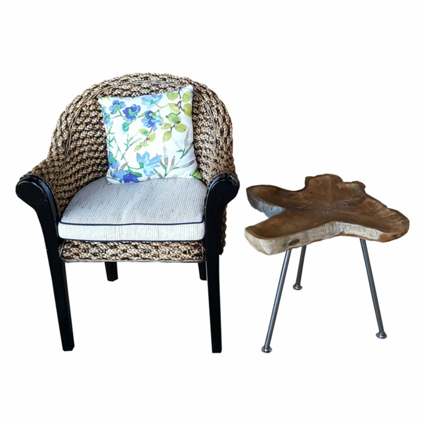 Brand new 🤩 Other Shapes - End Tables & Side Tables Chic Teak Teak Tray Top Metal Leg Side Table 😍 - Image 7