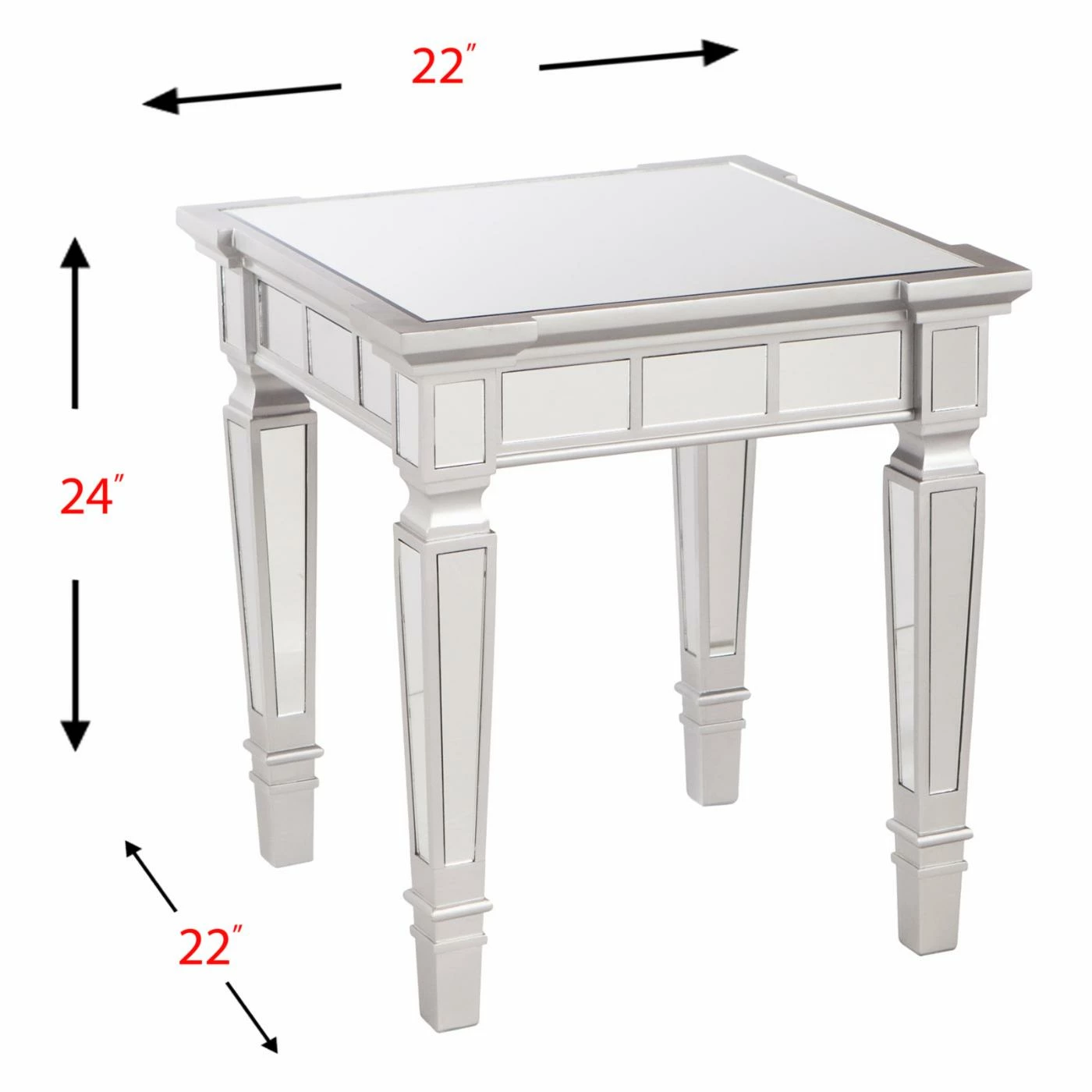 Best Sale ✔️ Square End Tables & Side Tables Southern Enterprises Glenview Glam Mirrored Square End Table - Matte Silver 👏 - Image 7