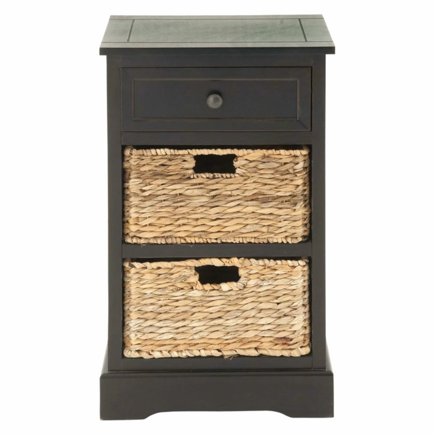 Best Sale ⭐ Rectangle End Tables & Side Tables DecMode Wooden Side Table With Wicker Baskets ⌛ - Image 7