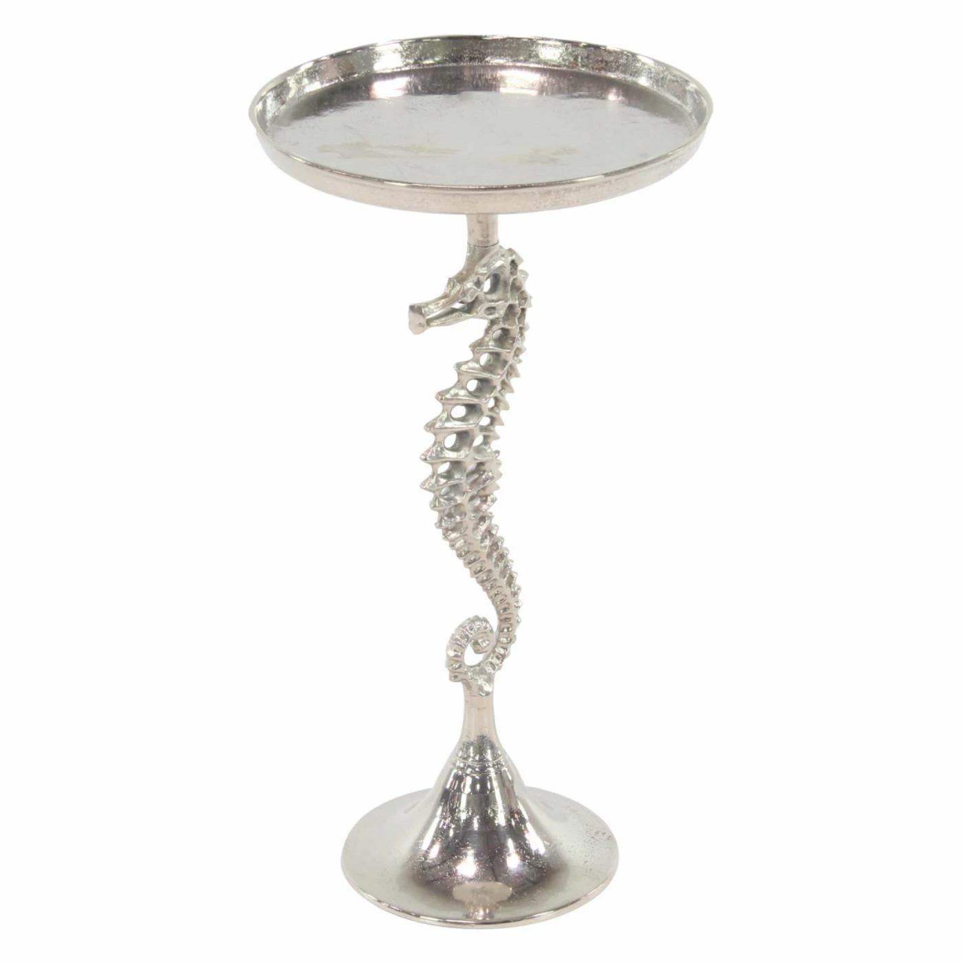 New 👏 Round End Tables & Side Tables DecMode Coastal Aluminum Seahorse-Inspired Round Accent Table 😀 - Image 7