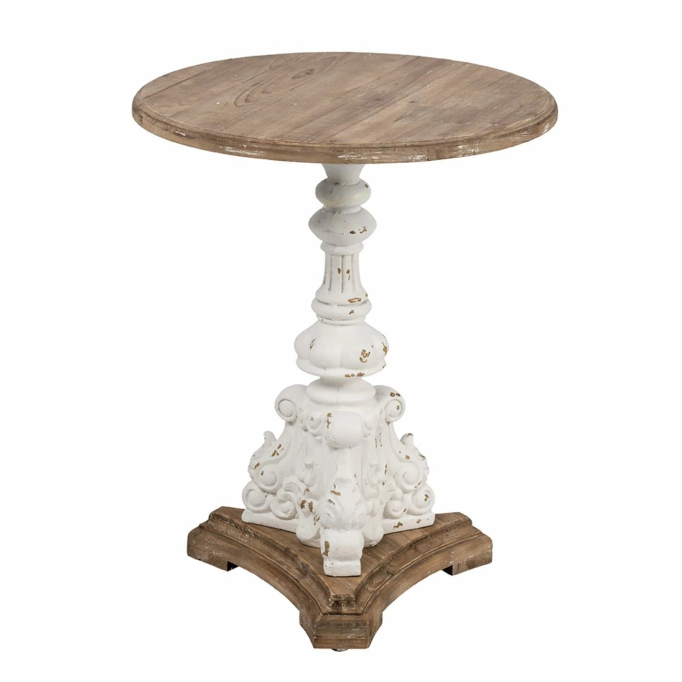 Discount 💯 A & B Home Round End Tables & Side Tables A & B Home Antique White Round Pedestal Side Table 💯 - Image 8