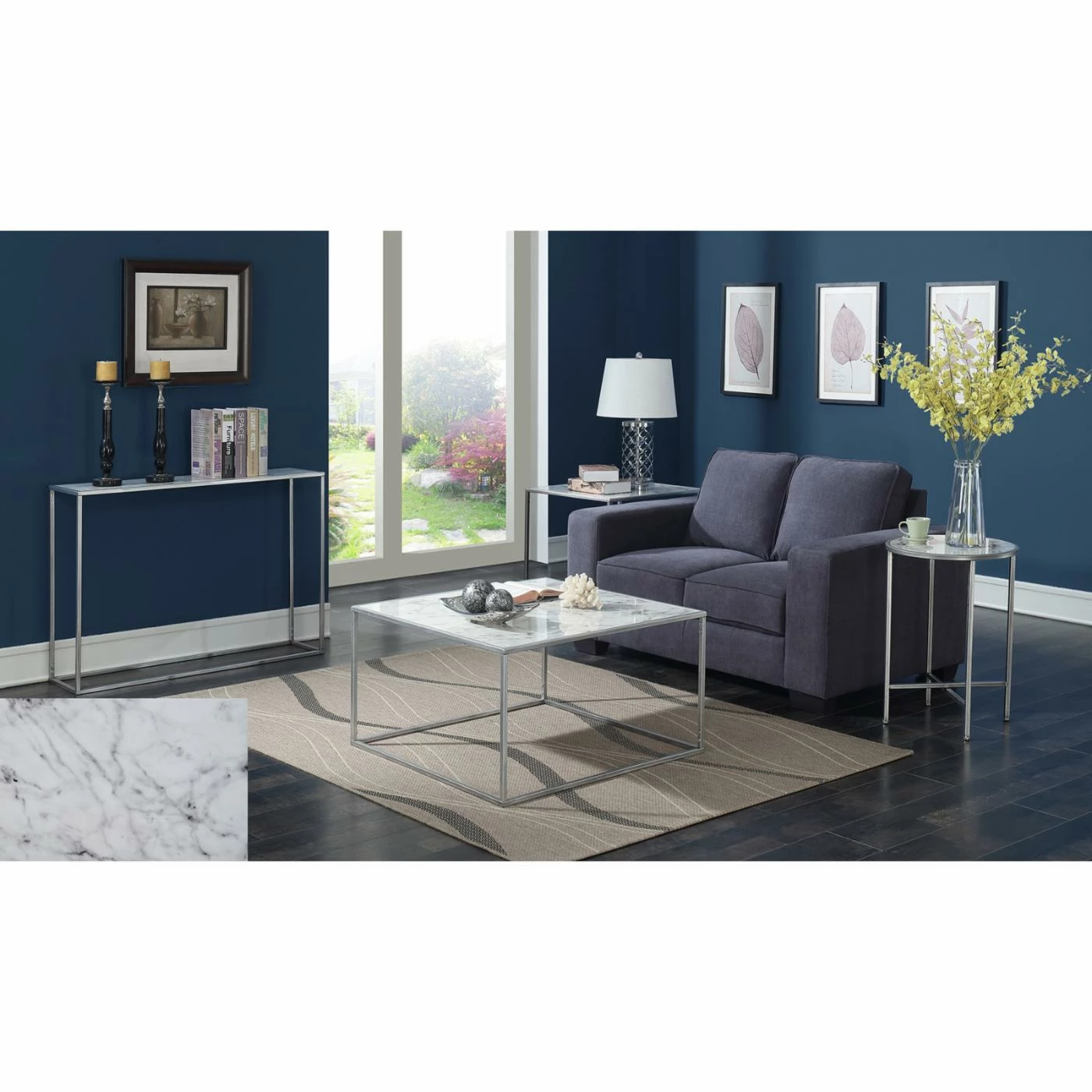 Brand new π Rectangle End Tables & Side Tables Convenience Concepts Gold Coast Faux Marble Top End Table π - Image 8