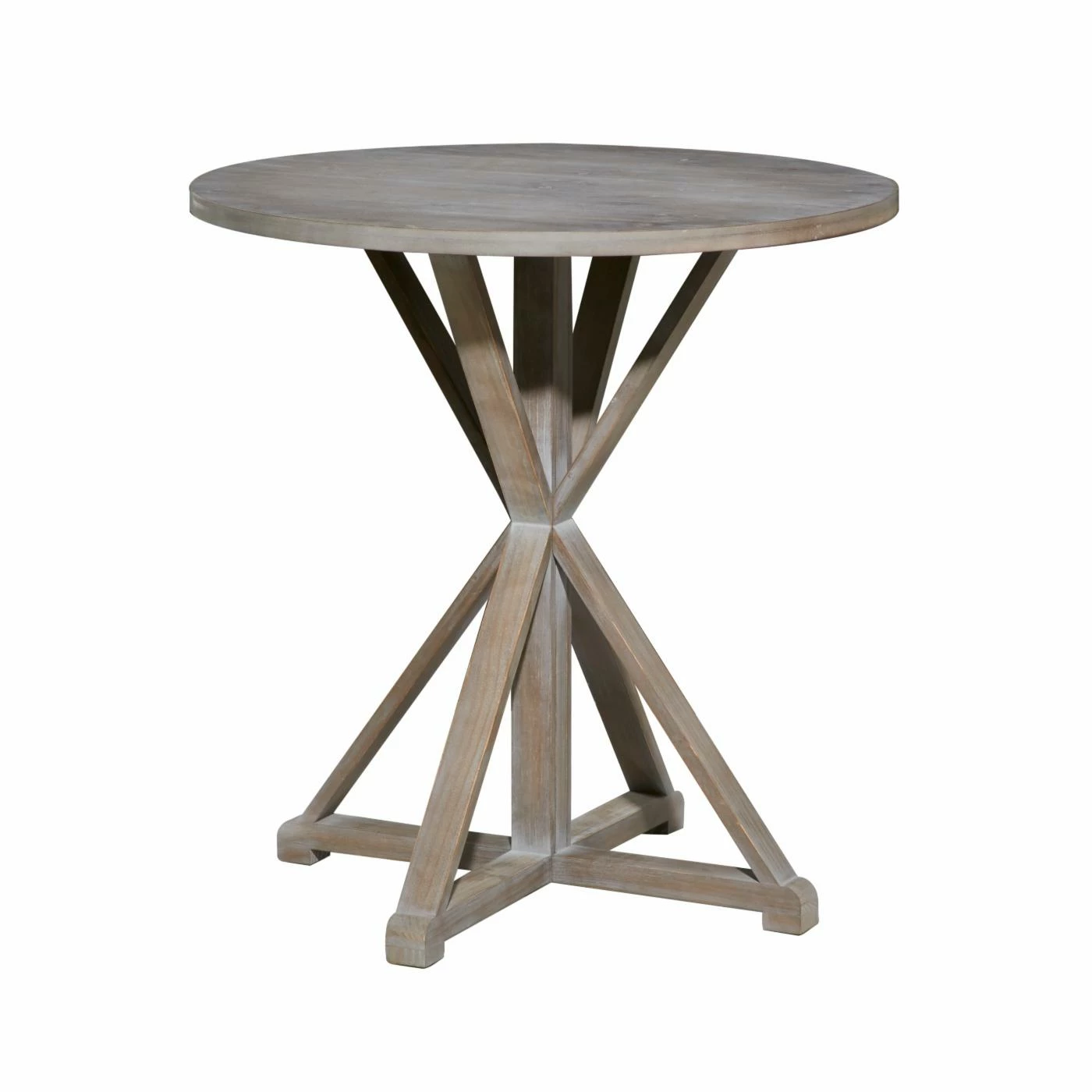 Best Sale β¨ Round End Tables & Side Tables DecMode Round Wood Table Top With Hourglass Structure Accent Table - Distressed White π - Image 8