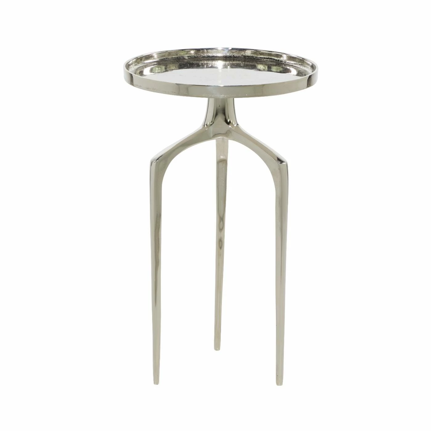 Budget ✔️ Round End Tables & Side Tables DecMode Contemporary Aluminum Round Top Tray Elongated Curved Tripod Base Accent Table - Gold Polished ❤️ - Image 8
