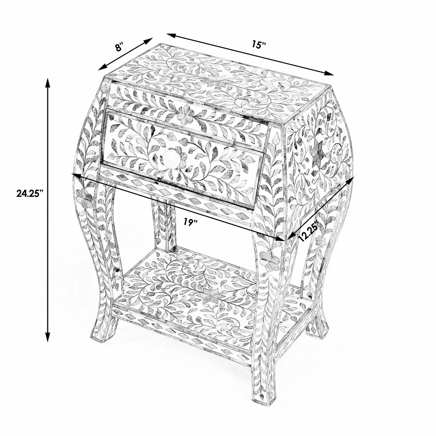 Discount π― Butler Specialty Rectangle End Tables & Side Tables Butler Trubadur Bone Inlay Side Table β¨ - Image 9