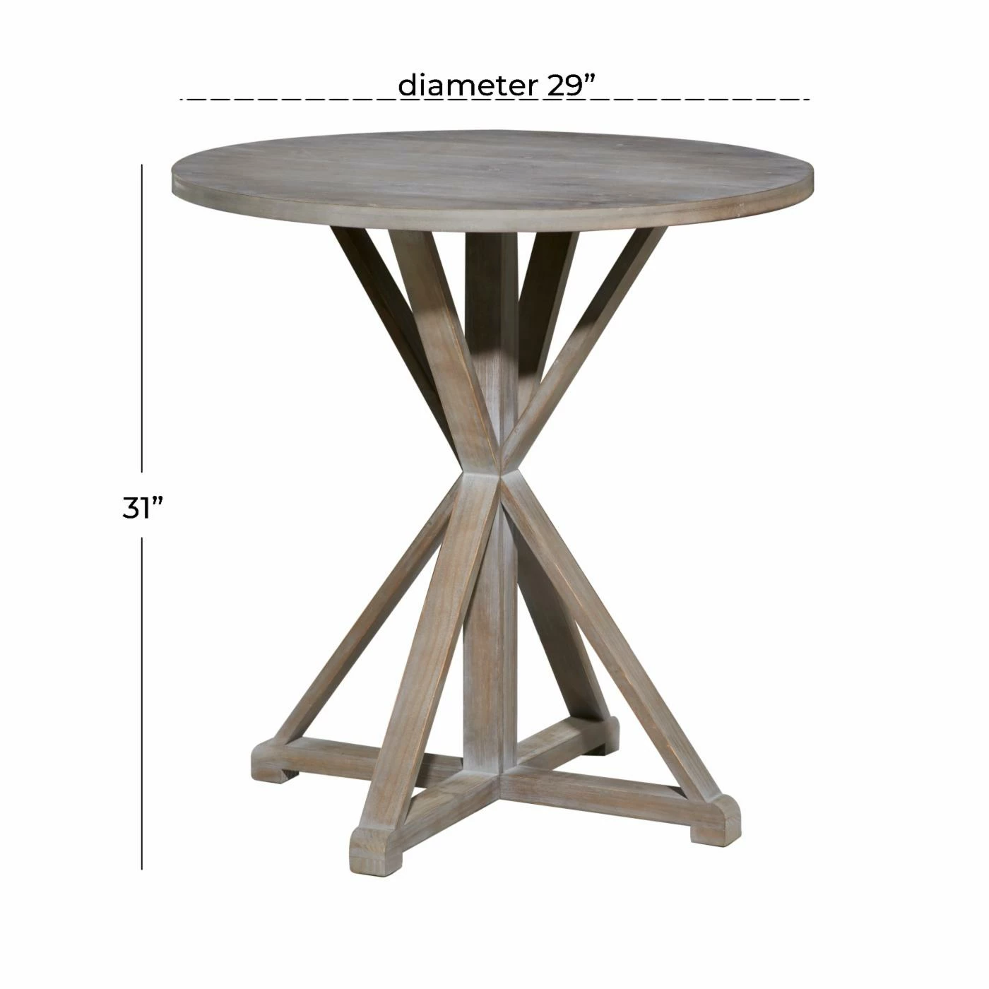 Best Sale β¨ Round End Tables & Side Tables DecMode Round Wood Table Top With Hourglass Structure Accent Table - Distressed White π - Image 9
