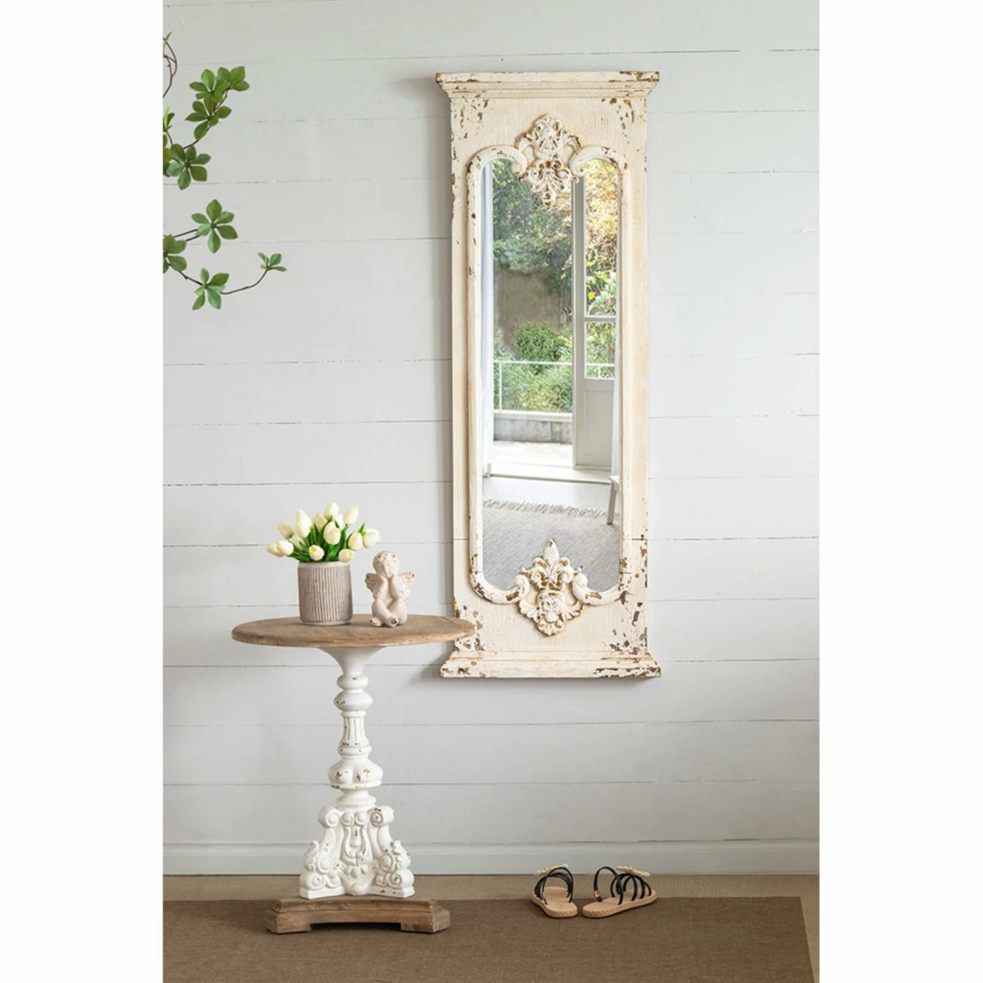 Discount 💯 A & B Home Round End Tables & Side Tables A & B Home Antique White Round Pedestal Side Table 💯 - Image 10