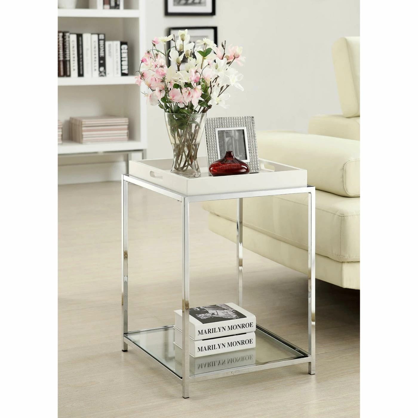 Brand new ๐ Square End Tables & Side Tables Convenience Concepts Palm Beach Square Metal And Glass End Table With Removable Tray โค๏ธ - Image 10