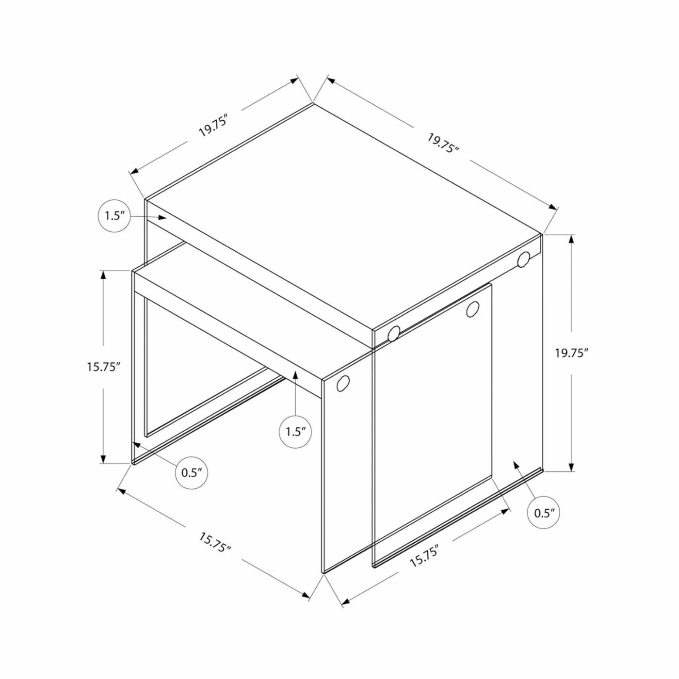 Best Sale π Square End Tables & Side Tables Monarch Specialties 2 Piece Nesting End Table Set - Glossy White π - Image 2