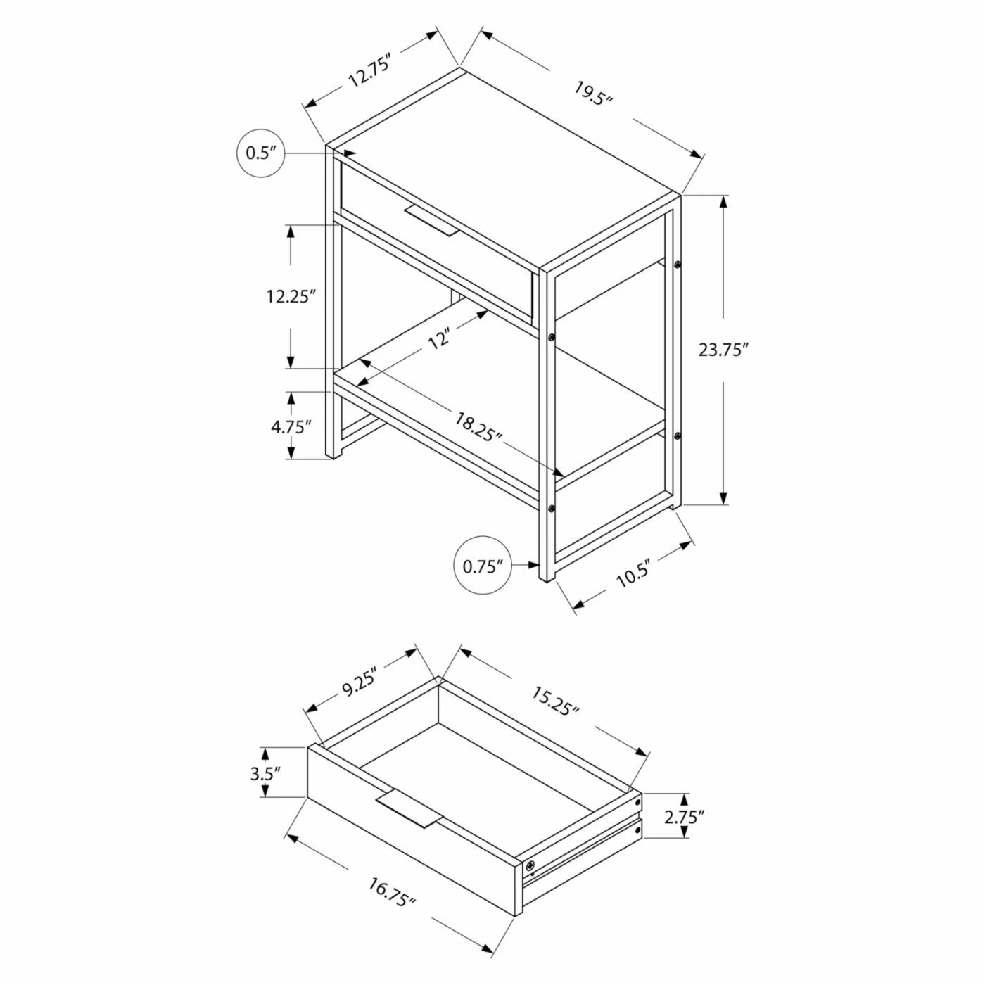 Promo π₯ Rectangle End Tables & Side Tables Monarch Specialties Single Drawer End Table With Shelf π€© - Image 10