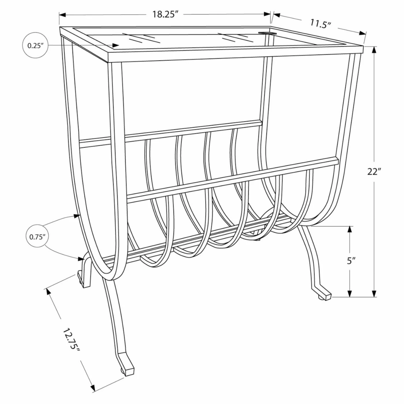 Best reviews of π€© Monarch Specialties Rectangle End Tables & Side Tables Monarch Stardust Metal Magazine Table With Tempered Glass Top - Charcoal Black π - Image 2