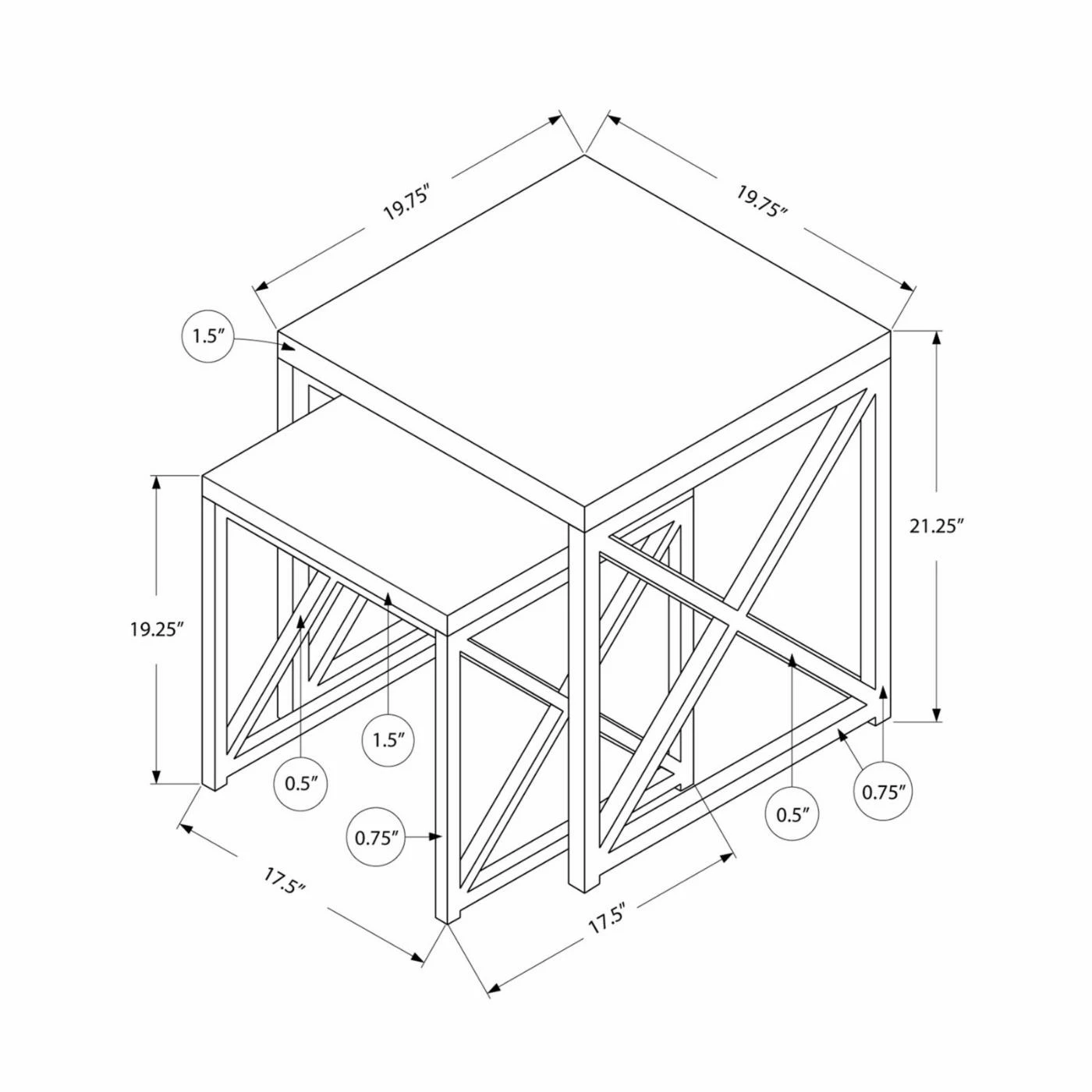 Top 10 ⭐ Monarch Specialties Square End Tables & Side Tables Monarch I 32 Reclaimed-Look Metal 2-Piece Nesting Table ⌛ - Image 2