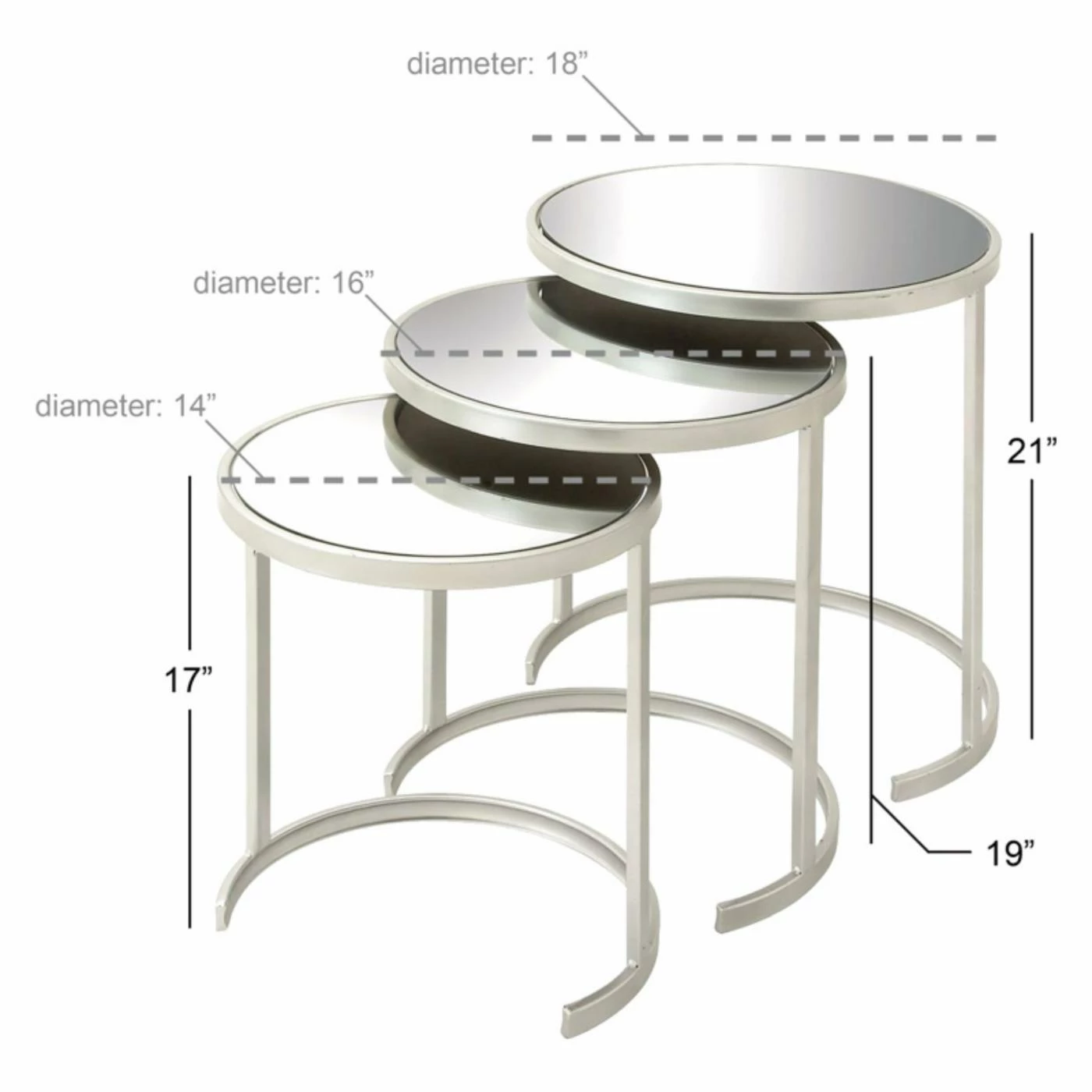 Top 10 👍 Round End Tables & Side Tables DecMode 3 Piece Mirror Top Nesting End Table 🎉 - Image 2
