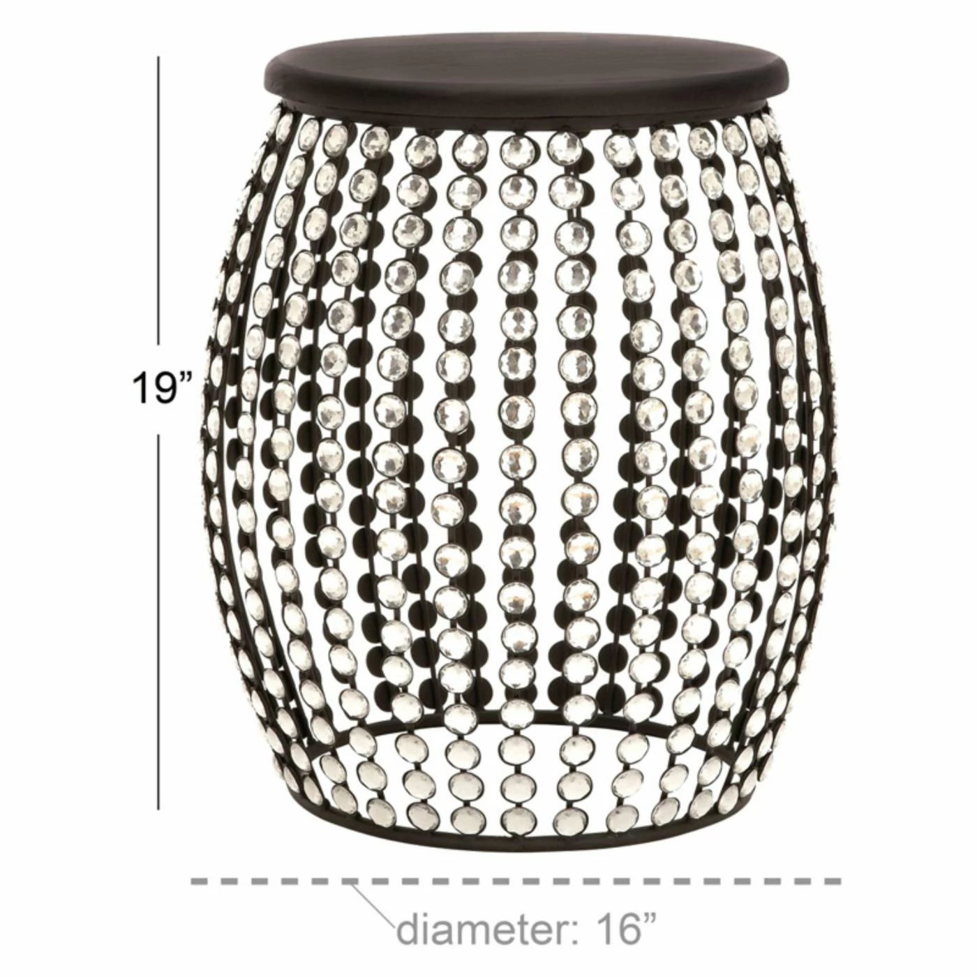 Flash Sale 😍 Round End Tables & Side Tables DecMode Acrylic Bead Drum End Table 😉 - Image 3
