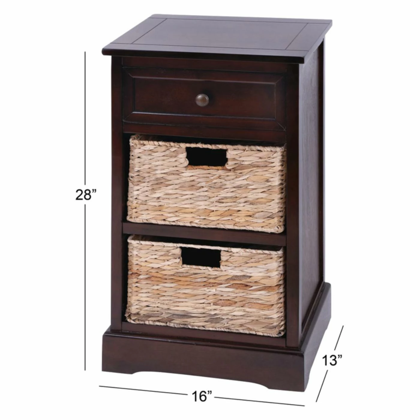 Best Sale ⭐ Rectangle End Tables & Side Tables DecMode Wooden Side Table With Wicker Baskets ⌛ - Image 8