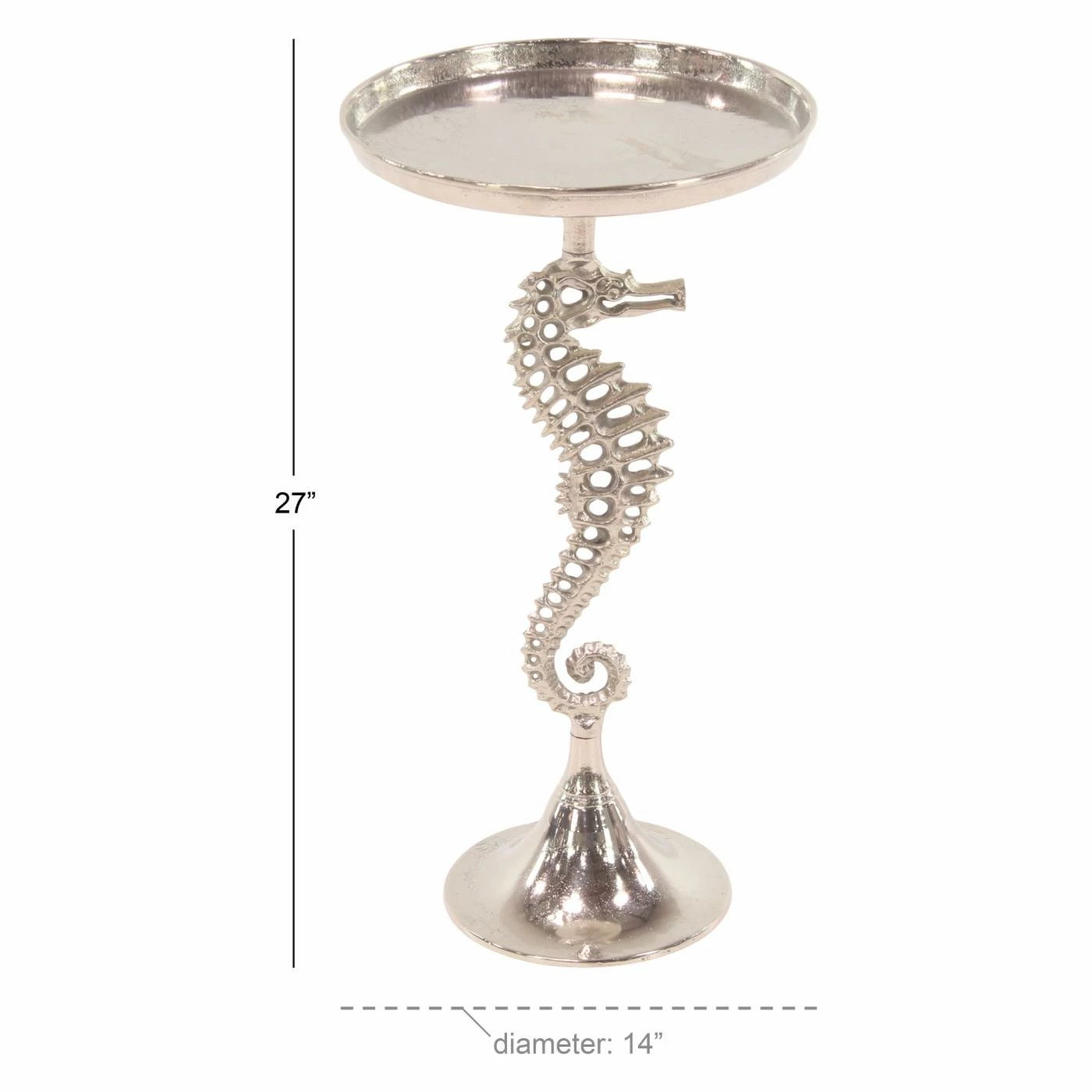 New 👏 Round End Tables & Side Tables DecMode Coastal Aluminum Seahorse-Inspired Round Accent Table 😀 - Image 8