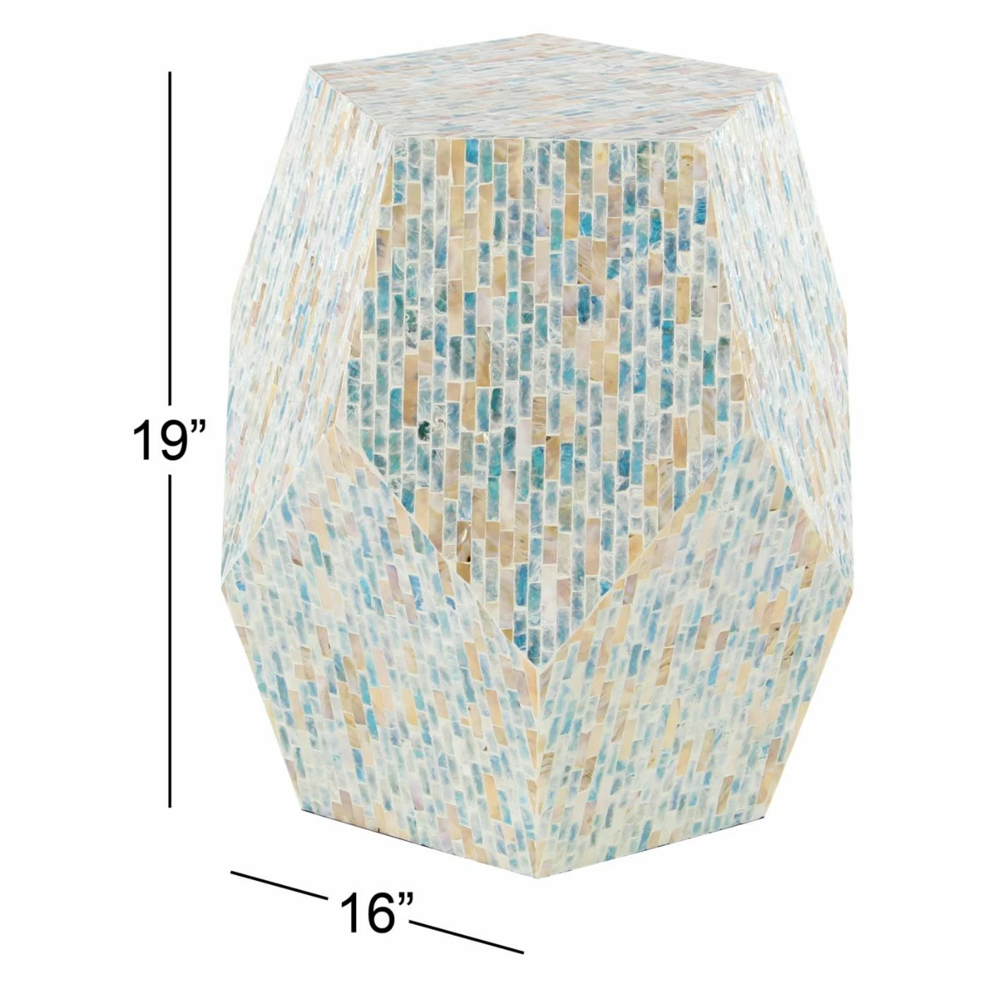 Outlet π Other Shapes - End Tables & Side Tables DecMode Natural Wood And Shell Pentagon Faceted Accent Table 𧨠- Image 6