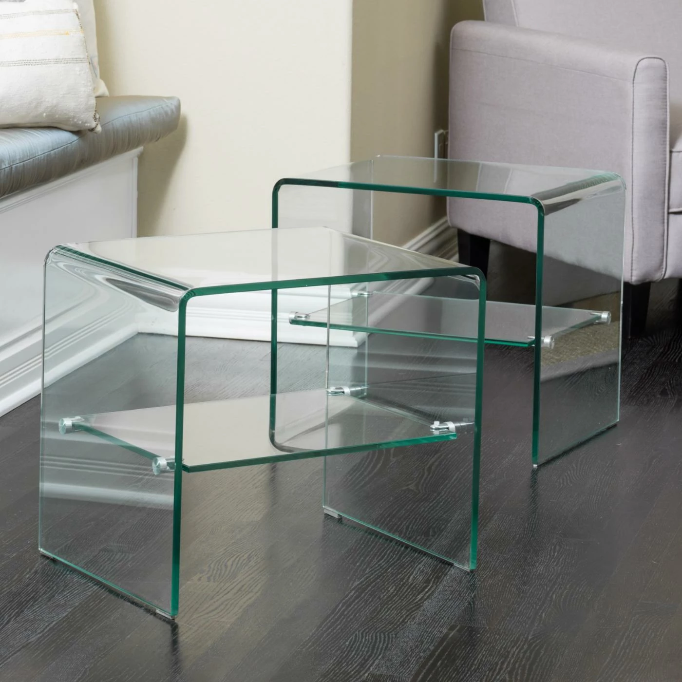 Budget π Best Selling Home Rectangle End Tables & Side Tables Jessica Glass End Tables - Set Of 2 β - Image 3