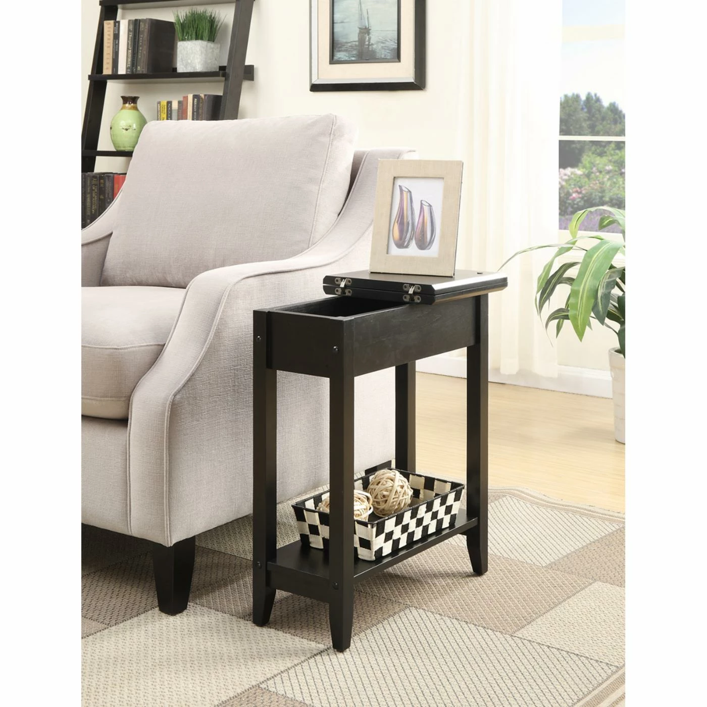 Outlet โญ Rectangle End Tables & Side Tables Convenience Concepts American Heritage Rectangle Wood End Table With Flip Top And Shelf ๐ - Image 3