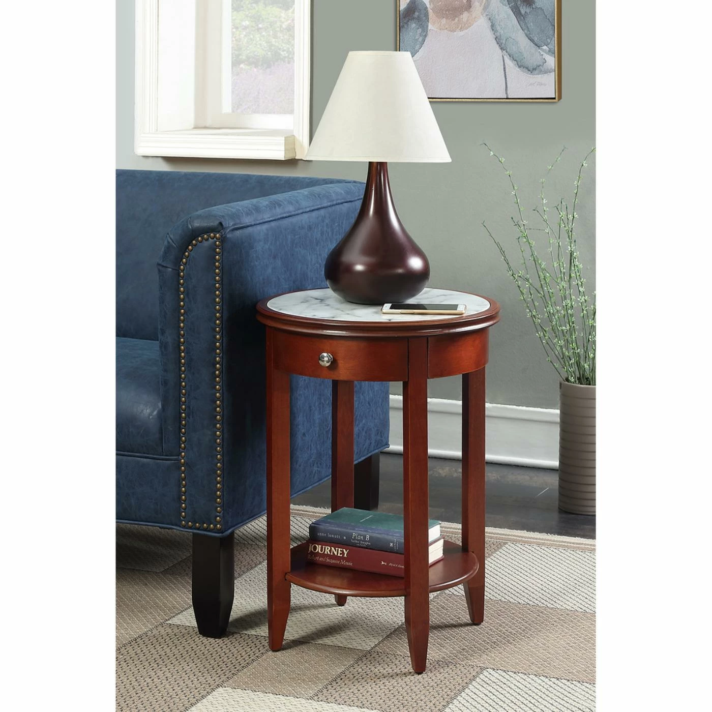 Budget ❤️ Round End Tables & Side Tables Convenience Concepts American Heritage Baldwin End Table With Drawer 💯 - Image 3