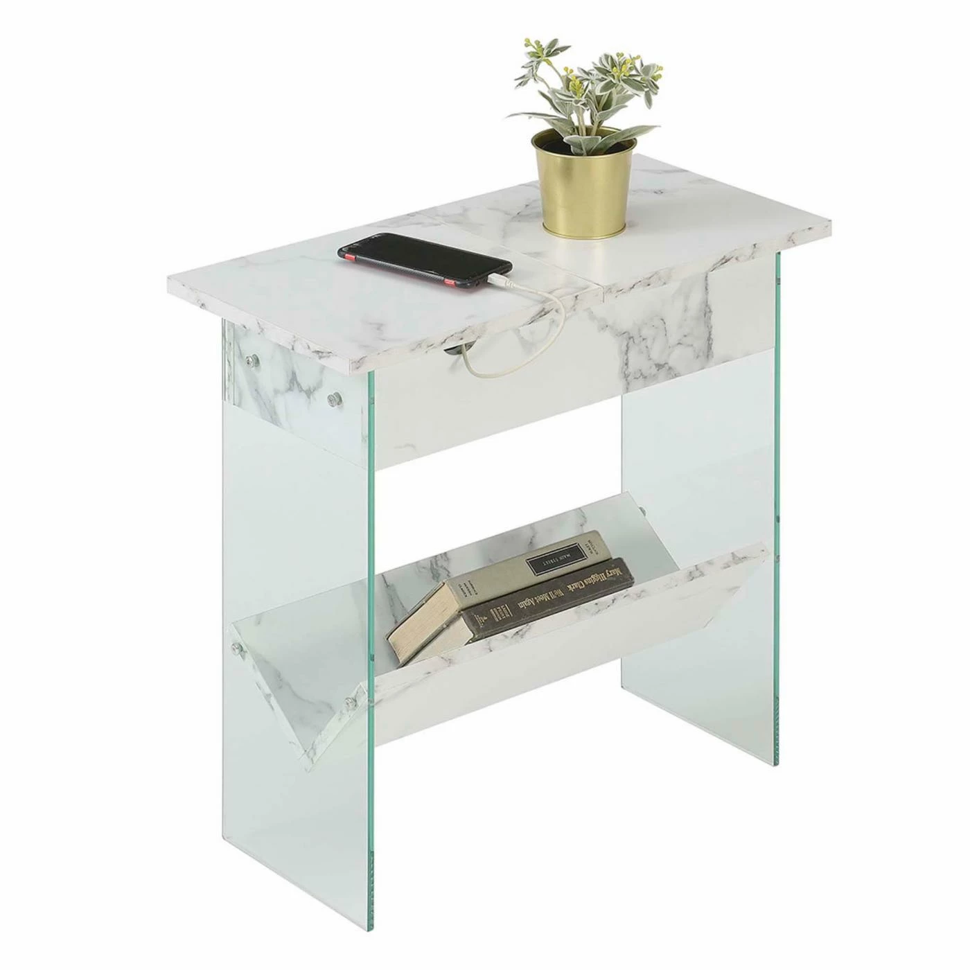 Buy โจ Rectangle End Tables & Side Tables Convenience Concepts SoHo Flip Top End Table With Charging Station ๐งจ - Image 3