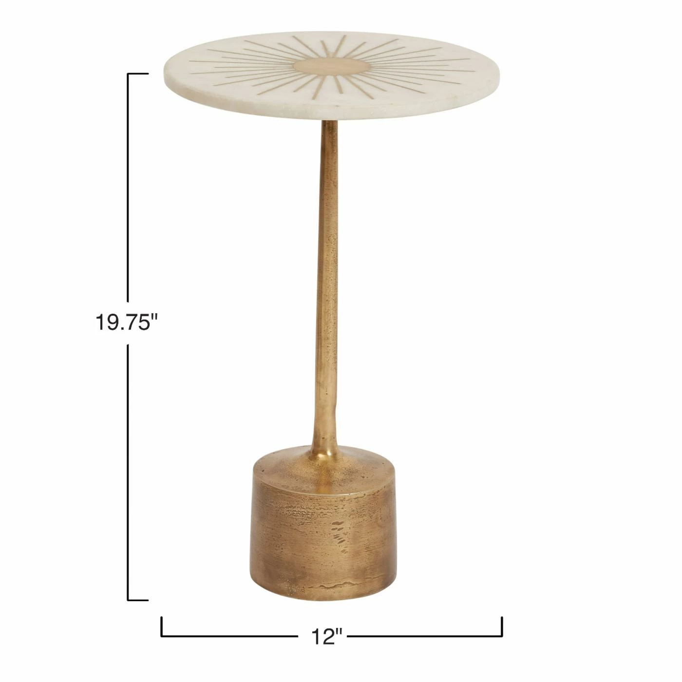 Best deal π₯° Round End Tables & Side Tables Creative Co-Op Pedestal Marble Sunburst Side Table π - Image 3