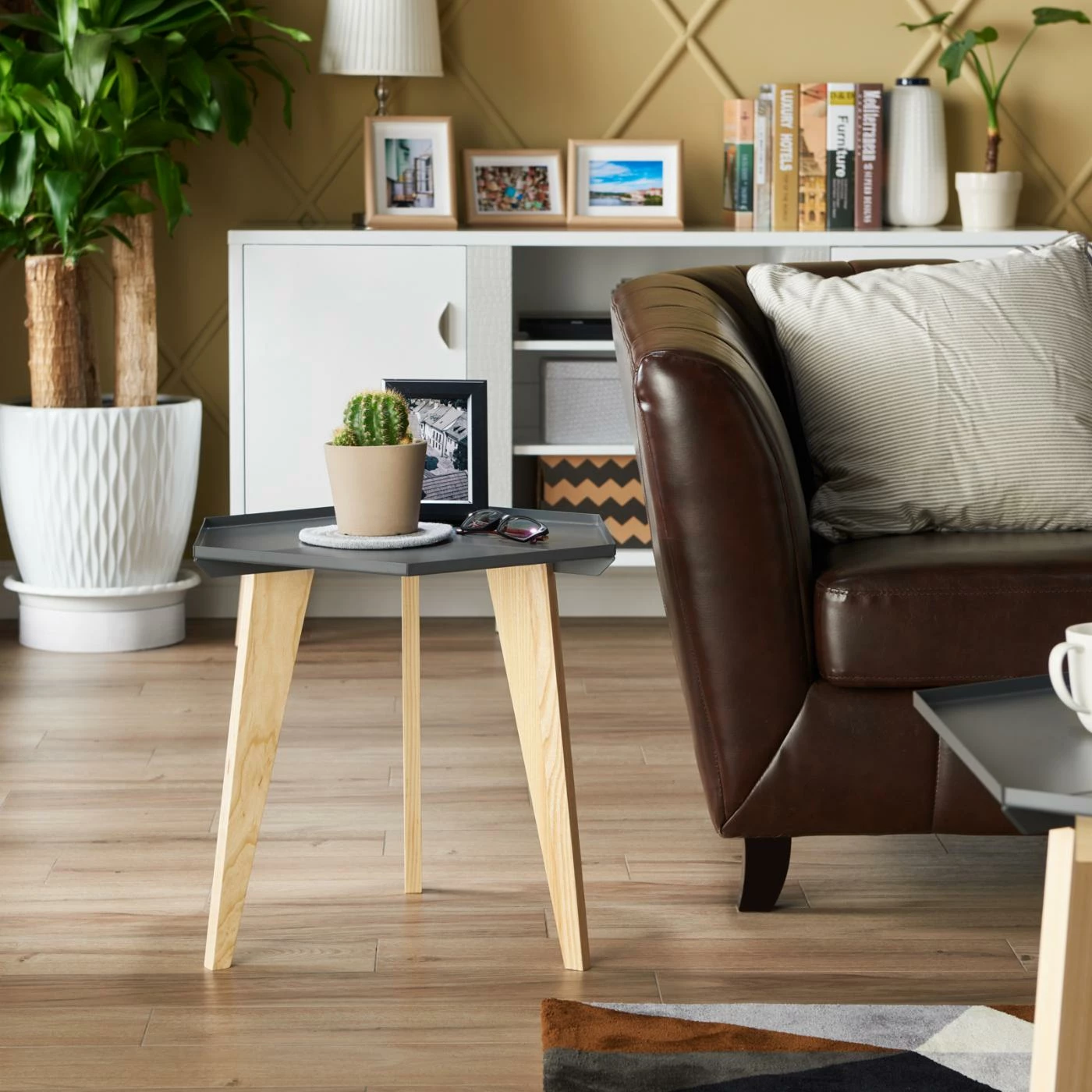 Flash Sale π€© Other Shapes - End Tables & Side Tables HN Home Soleri Mid-Century Modern Hexagon End Table 𧨠- Image 3