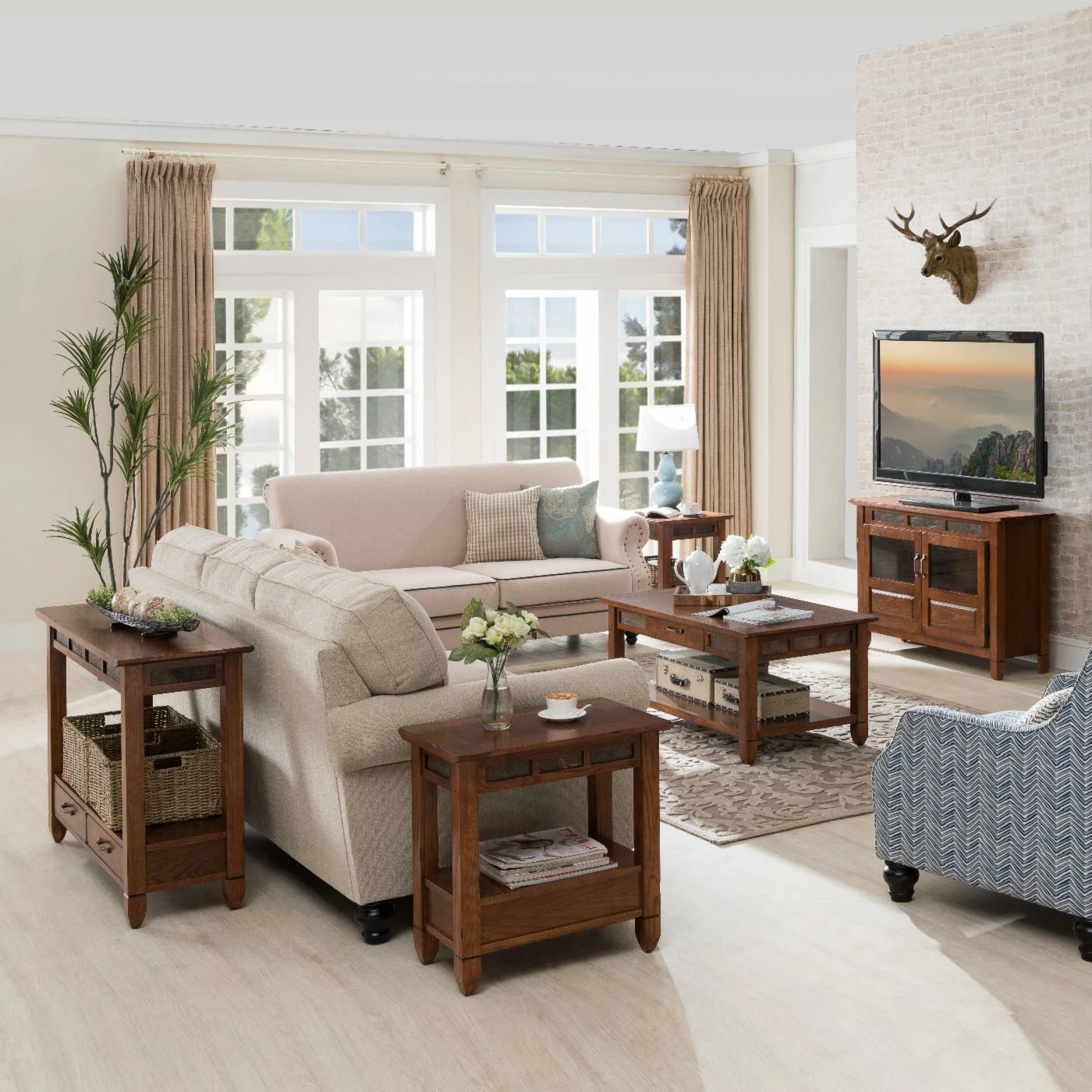 Deals ⌛ Rectangle End Tables & Side Tables Leick Home Slatestone One Drawer Side Table With Slate Tile, Rustic Oak ✔️ - Image 3