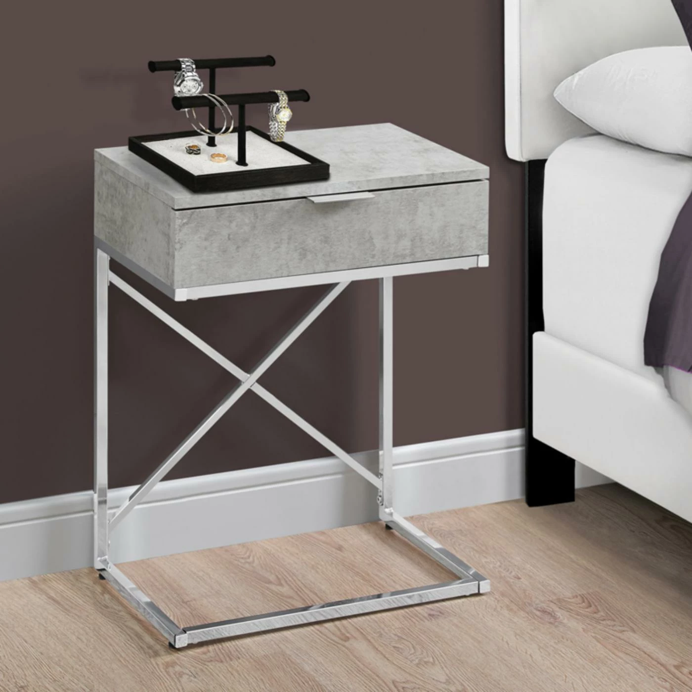 New 🛒 Rectangle End Tables & Side Tables Monarch Specialties Single Drawer Rectangular End Table With Cross Legs 👍 - Image 3