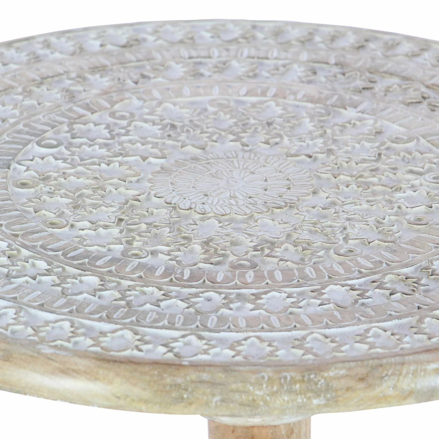 Outlet π Round End Tables & Side Tables DecMode Distressed Carved End Table π - Image 3