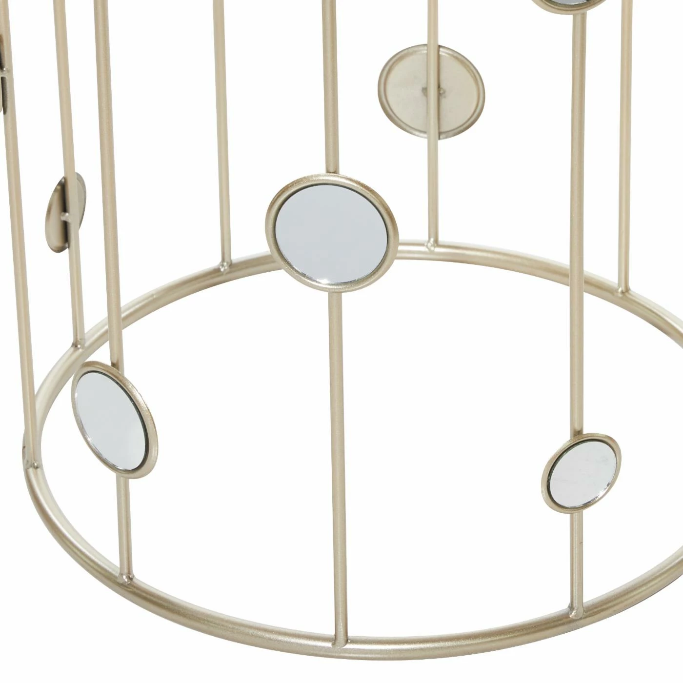 Deals π― Round End Tables & Side Tables DecMode Contemporary Iron Clear Round Top With Vertical Bars Support Leg Nesting Accent Table - Set Of 2 π - Image 3