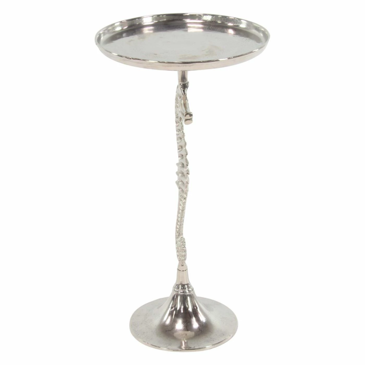 New 👏 Round End Tables & Side Tables DecMode Coastal Aluminum Seahorse-Inspired Round Accent Table 😀 - Image 3
