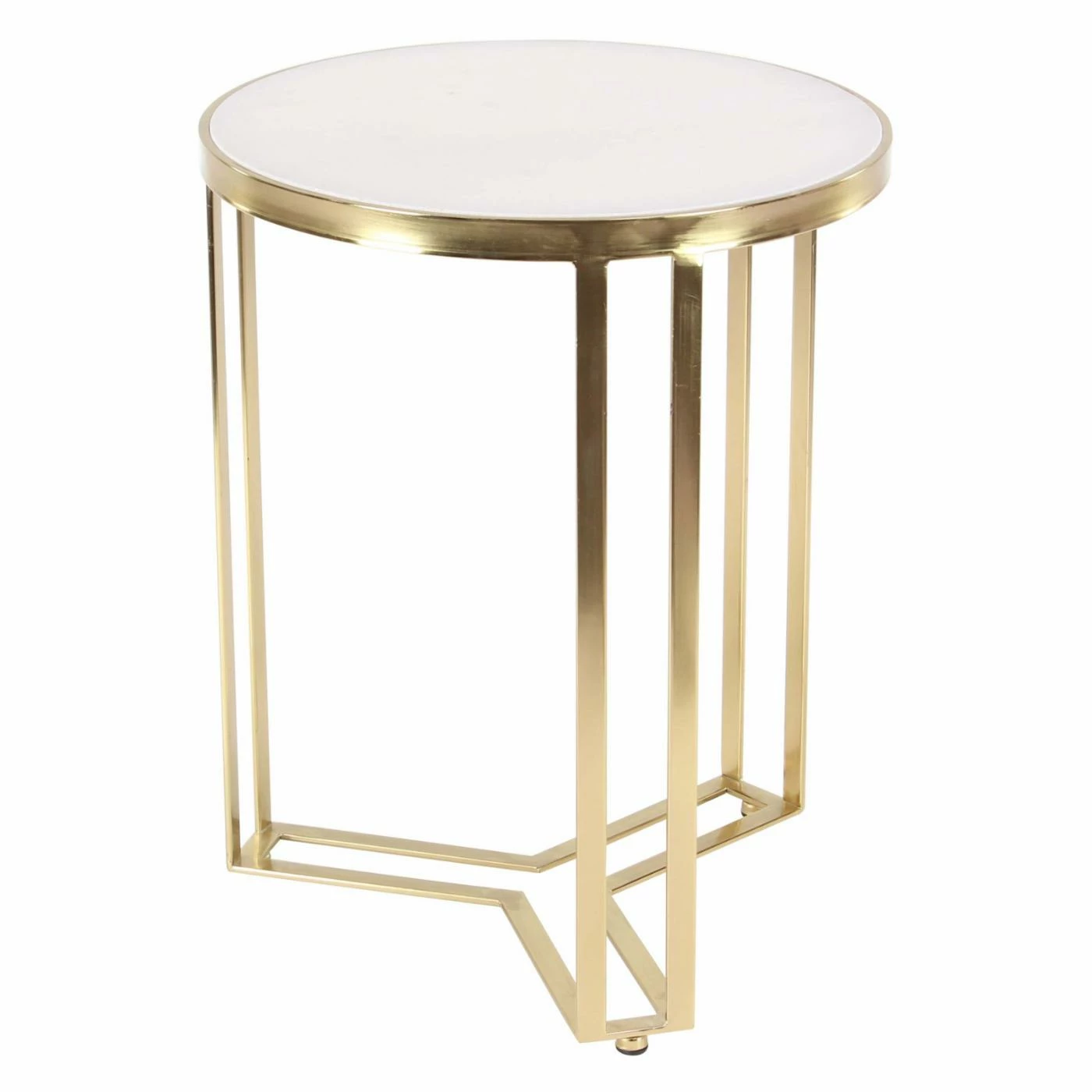 New ✨ Round End Tables & Side Tables DecMode Modern Round Iron And Marble Accent Table 😀 - Image 3
