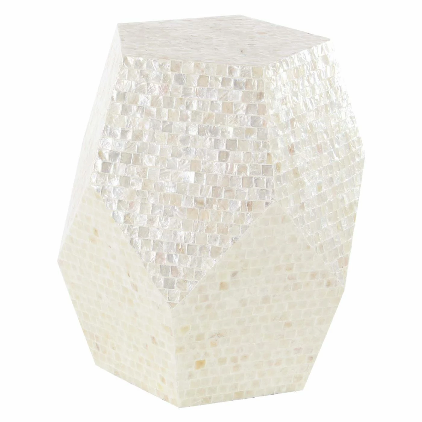 Outlet π Other Shapes - End Tables & Side Tables DecMode Natural Wood And Shell Pentagon Faceted Accent Table 𧨠- Image 3