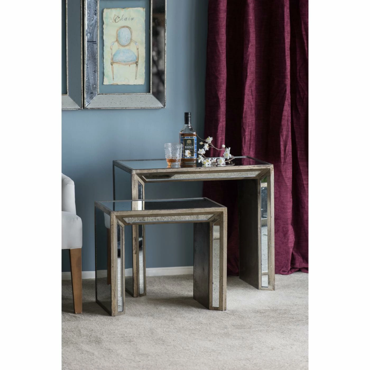 Best reviews of ✔️ A & B Home Rectangle End Tables & Side Tables A & B Home Waverly 2 Piece Mirrored Nested Side Table Set ⭐ - Image 2