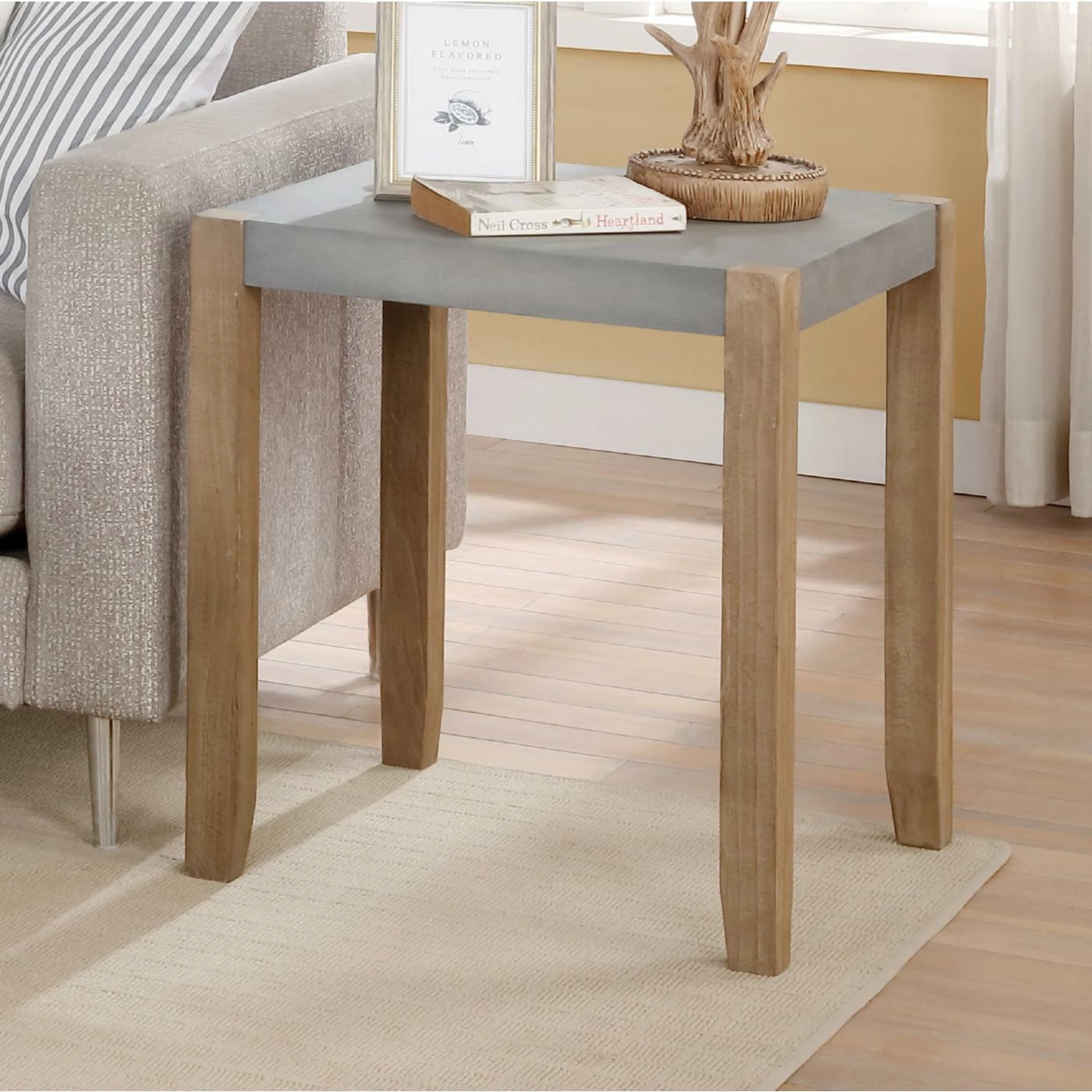 Outlet π₯° Square End Tables & Side Tables Alaterre Furniture Newport Square Faux Concrete And Wood End Table π - Image 2