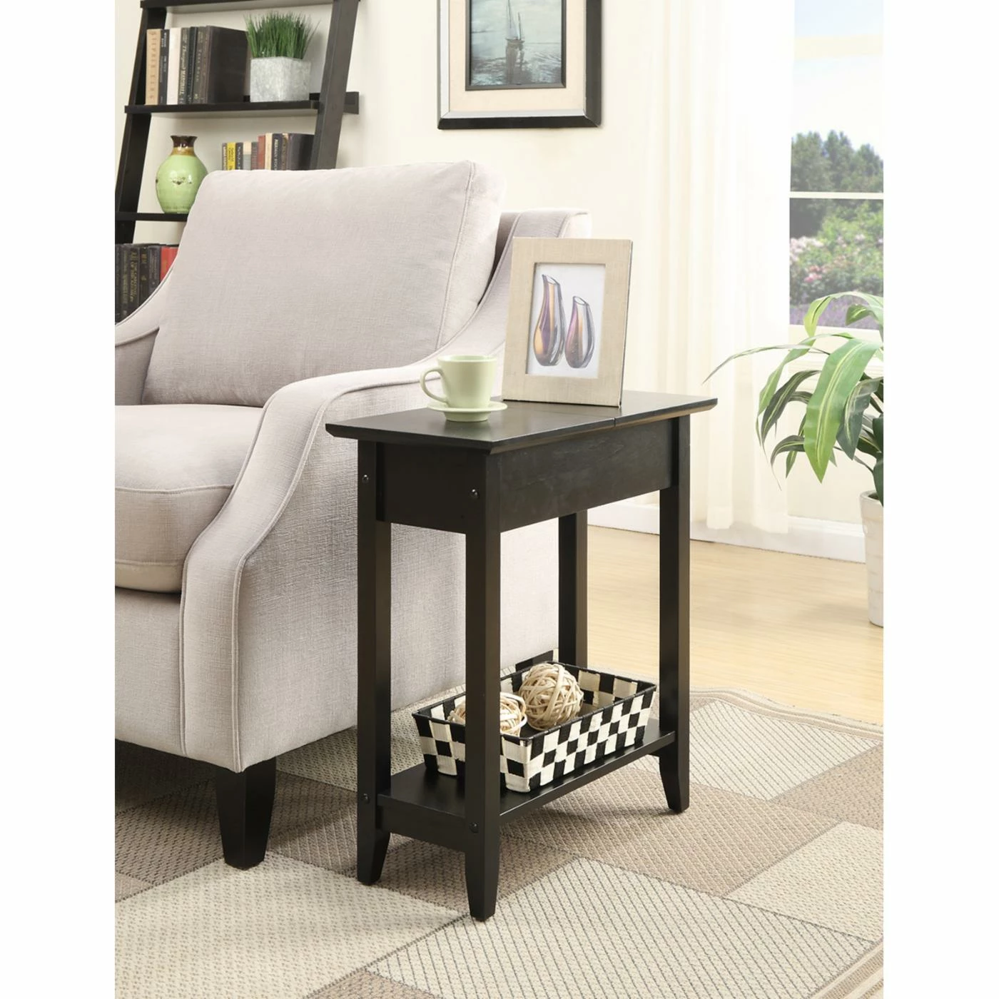 Outlet โญ Rectangle End Tables & Side Tables Convenience Concepts American Heritage Rectangle Wood End Table With Flip Top And Shelf ๐ - Image 2